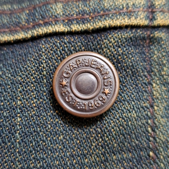 Gap Demin Jacket Blue Black w/ Orange Highl Size M - Picture 13 of 17